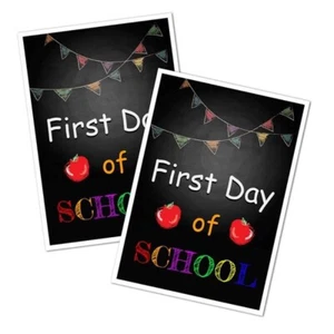 FIRST DAY AT SCHOOL CHALKBOARD POSTER A4 - Picture 1 of 2