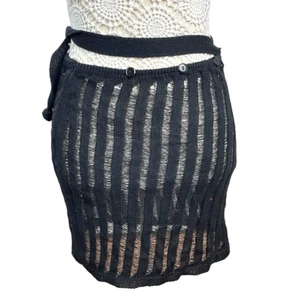 Knitwear UK Black Knitted Beach Skirt Semi Sheer Belted Women’s UK Size 8  - Bild 1 von 5