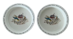 2 Wedgwood Peter Rabbit Beatrix Potter Mr McGregor Porridge Bowl England Ceramic - Picture 1 of 5