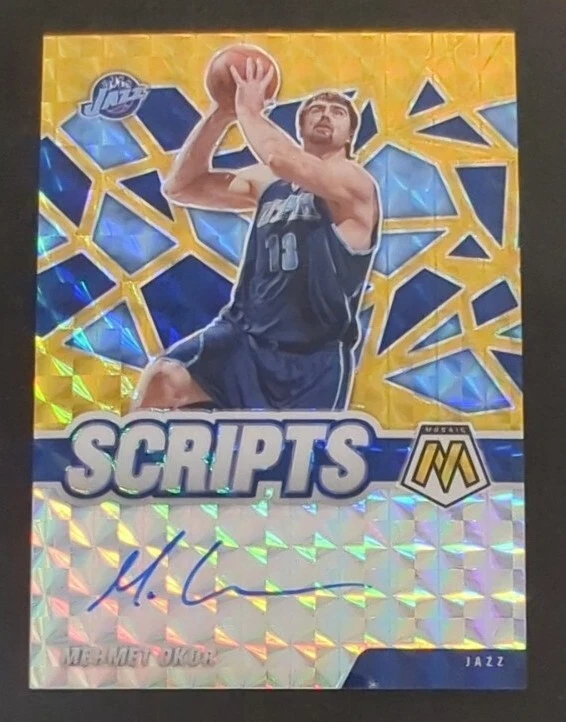 🏀2020-21 Mehmet Okur Panini Mosaic Scripts Gold Prizm SC-MOK Auto Utah Jazz - Image 1 of 3