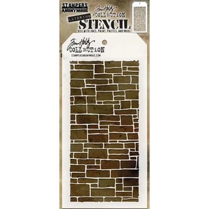 Scrapbooking Crafts Tim Holtz Layered Stencil Slate Bricks Squares 4.125" X 8.5" - Picture 1 of 1