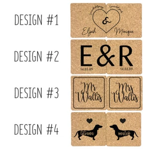 SET OF 2 Personalised Cork Coasters Square Dachshund Mother's Day Gift for her - Picture 1 of 36