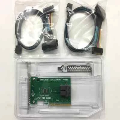 New U.2 NVMe SSD SFF-8643 to SFF-8639 NVMe U.2 w/Cable PCIe x8 Dual Port Adapter - Image 1 of 4