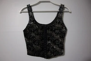 Neon Hart - General Pants brand black/silver velour open front corset size S - Picture 1 of 1