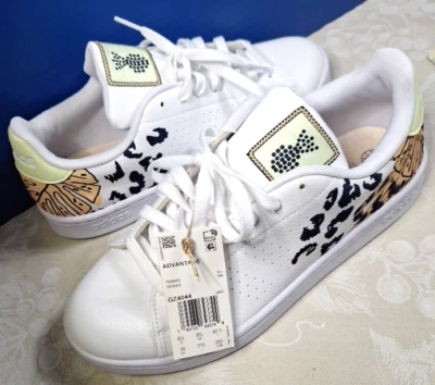 Adidas Mujer Cloudfoam Advantage Blanco con Leopardo Hoja Tropical Talla 10 GZ4044 NUEVO CON ETIQUETAS Foto 1 de 4