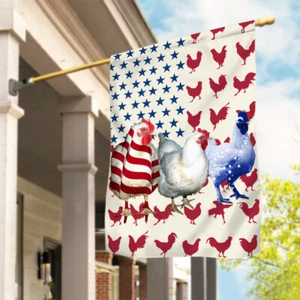 Chicken America 4th July Flag, Chicken USA Patriotic Happy Independence Day Flag - Picture 1 of 4