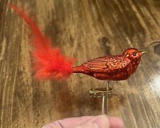OWC Old World Christmas Blown Glass Red Bird Ornament Clip On
