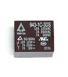 50pc Hsin Da Relay 943-1C-3DS SPDT1C 12A125V Coil=DC 3V 18.9x15.5x15.5mm LxWxH - Picture 1 of 8