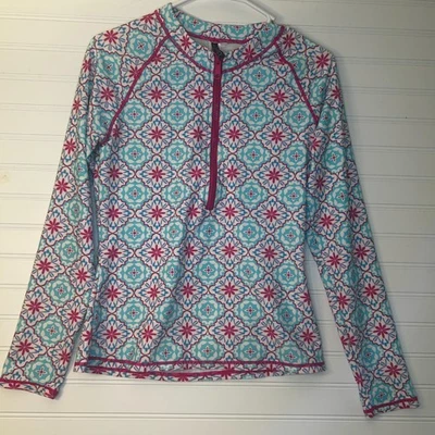 Protector contra erupciones Aqua Et Sol para mujer M 1/2 cremallera manga larga cuello falso rosa azul Foto 1 de 4