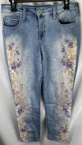 Bandolino Woman's 6 Stretch Jeans Blue with Floral Print Mandie Crop - Picture 1 of 8