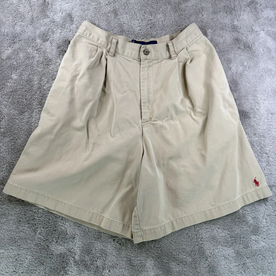 Ralph Lauren Women’s Vintage Made in USA Khaki Pleated Shorts Size 10 High Waist - Image 1 of 4
