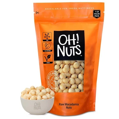 Oh! Nueces Macadamia Cruda - Sin Sal - 1 Libra (Paquete de 1)  Foto 1 de 4