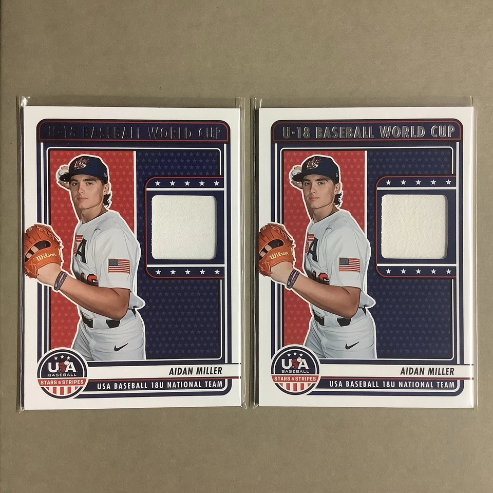 2 2023 Panini Stars & Stripes Aidan Miller World Cup USA Materials Card #U18-AM - Image 1 of 3