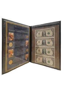 United States US Commemorative Gallery 1 $ Coins And Uncut 1 Dollar Bills On Sheet - Bild 1 von 9