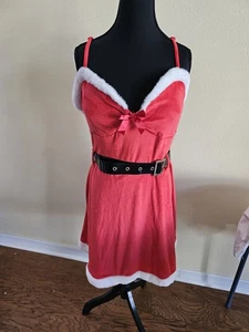 Derek Heart Mrs Santa Kleid weiß Kunstfell rot Samt Größe XL Neu mit Etikett - Bild 1 von 9