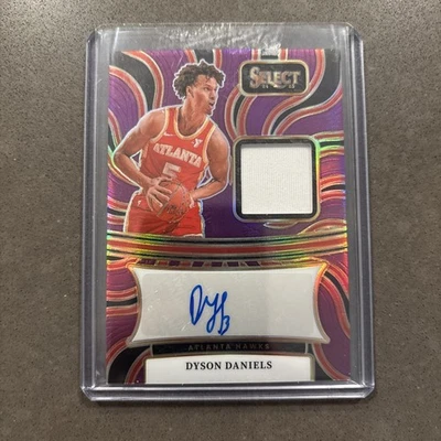 Dyson Daniels /99 - 2024-25 Panini Select Auto Patch Purple Prizm Hawks - Image 1 of 2