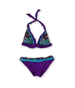 Becca Womens Paisley Banded 2 Piece Bikini, Purple, Medium - Picture 1 of 1