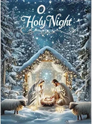 Kits de Pintura Diamante Noche Santa 5D para Adultos,Navidad Invierno Nacimiento de Jesús  Foto 1 de 4