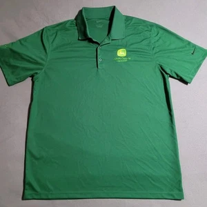 JOHN DEERE Nike Polo Shirt Green Short Sleeve Embroidered Men's Size LARGE - Picture 1 of 7