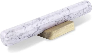 French Rolling Pin 12 Inch White Marble Rolling Pins for Baking with Wooden - Picture 1 of 8