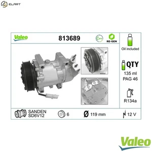 COMPRESSOR AIR CONDITIONING 813689 FOR PEUGEOT PARTNER/PATAGONICA/URBANA/MPV 207 - Picture 1 of 10