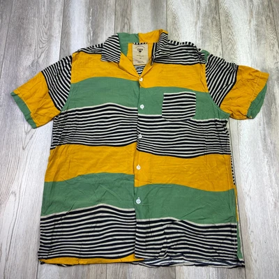 OAS The Cuba Shirt Mens XL Yellow Green Black Button Up Camp Short Sleeve Men - Image 1 of 4
