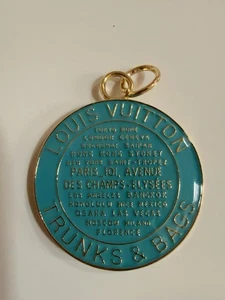 LOUIS VUITTON LV ZIPPER PULL CHARM GOLD & BLUE 25MM DOUBLE SIDED - Picture 1 of 4