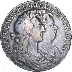 1689 Halfcrown - William & Mary British Silver Coin - Nice - Picture 1 of 2