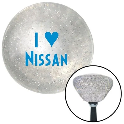 Blue I <3 for NISSAN Clear Retro Metal Flake Shift Knob w/ M16x1.5 Insert Auto - Image 1 of 4