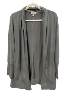 Allison Brittney Lifestyle Open Front Cardigan Sweater Womens Large Gray Relaxed - Picture 1 of 6