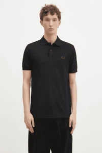 🔵 Fred Perry Polo M6000 Uomo Y43-Nero/Court Green New SS25 - Imagen 1 de 2