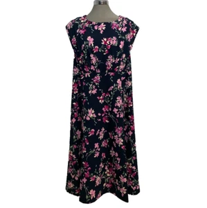 Übergröße 18W neu Calvin Klein marineblau Blumen Krepp Damen Midi Fit & Flare Kleid - Bild 1 von 5