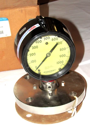 ASHCROFT DURAGAUGE 45 1279 SSL 04L PRESSURE GUAGE 1000PSI,FLANGED DIAPHRAGM SEAL - Image 1 of 4
