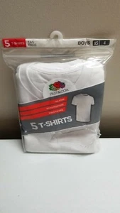 Paquete de 5 camisetas blancas de algodón Fruit Of The Loom para niños talla XS/4 - Imagen 1 de 5