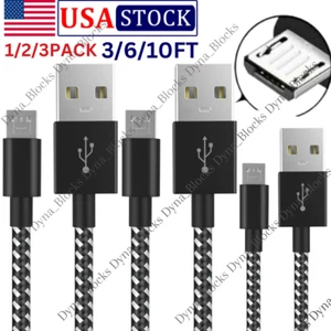 3/6/10Ft Micro USB Fast Charger Data Sync Cable Cord For Samsung HTC Android LG - Picture 1 of 13