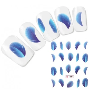 Tattoo Nail Art Aufkleber Nagel Sticker Fingernägel Feder Blau Neu! - Bild 1 von 1