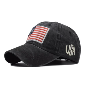 Black American Flag USA Baseball Cap - Tactical Army Cotton Casual Hat America - Picture 1 of 10