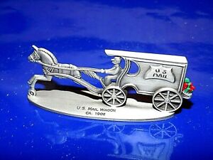 Beautiful U.S. Mail Wagon ca. 1902 Christmas 1981 Hallmark Cards Pewter Standup