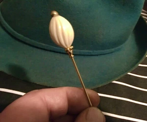 Simple HATPIN with VANILLA Fashion Bead with Twist on Gold Finish - 9.5 Inch - Picture 1 of 11