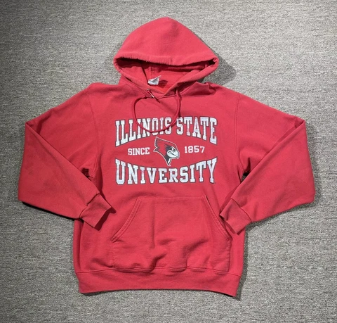 Illinois State Sweatshirt ISU Redbirds Mens Medium Hooded Spell Out NCAA 1857 Cover