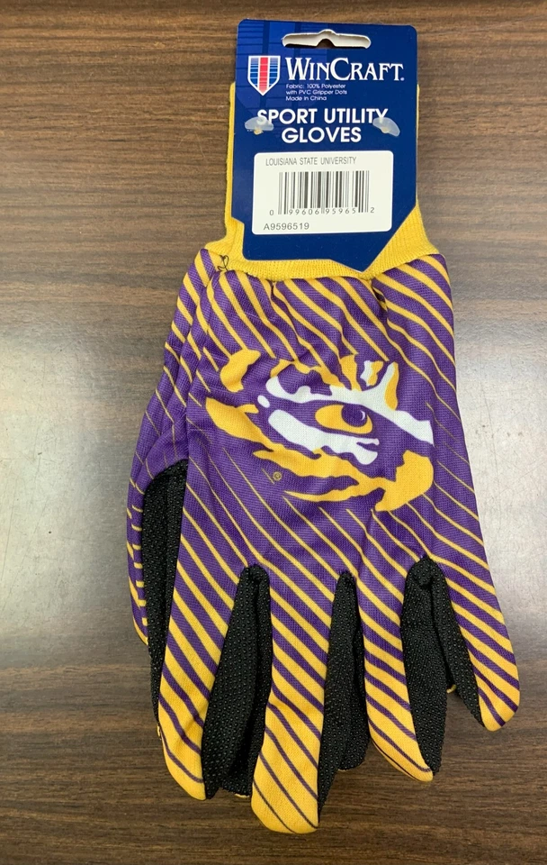 GUANTES LSU TIGERS UTILITARIOS A RAYAS PINZA PUNTOS NUEVOS WINCRAFT 🐯 Foto 1 de 1