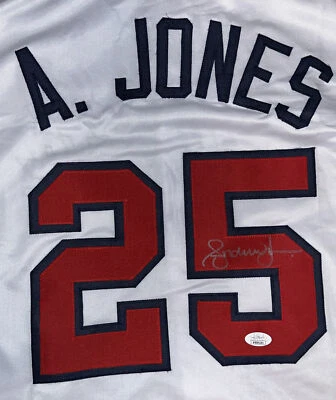 Andruw Jones signed Atlanta Braves white jersey COA w/ Stitched #s JSA COA - Image 1 of 4