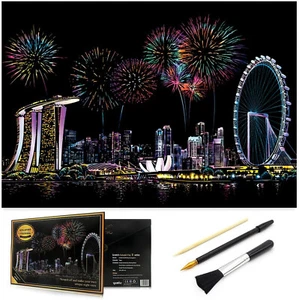 Scratch Painting Rainbow Paper, Scratchboard for Adults and Kids,Craft Kits Tool - Picture 1 of 5