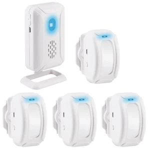 Wireless Motion Sensor Detector Alarm Security Door Bell Chime 4Sensor+1Receiver - Picture 1 of 12