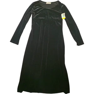 Vtg Y2K My Michelle Black Velvet Maxi Dress Sz M Gothic Long Sleeve - Picture 1 of 13