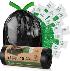Camping Toilet Bags Poo Gel Set, 25 Count 1 (Pack of 40), Black - Picture 1 of 9
