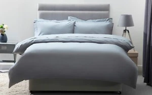 200 Thread Count Egyptian Cotton Bed Linen in Platinum Grey All Sizes - Picture 1 of 7