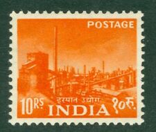 SG 371 India 1955. 10r orange. A fine fresh lightly mounted mint example CAT £21