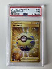 Pokemon SWORD AND SHIELD Quick Ball Secret Rare Foil #216 PSA 9