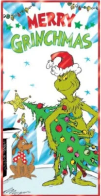 GRINCH Dr. Seuss Scene Setter holiday party wall door foil cover Christmas - Image 1 of 2